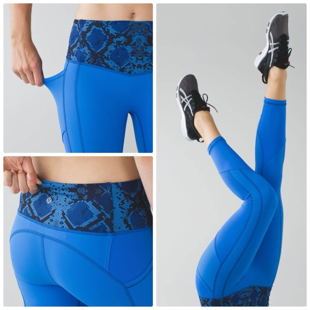 Lululemon all the right places crop in pipe dream blue sapphire ziggy snake - 4